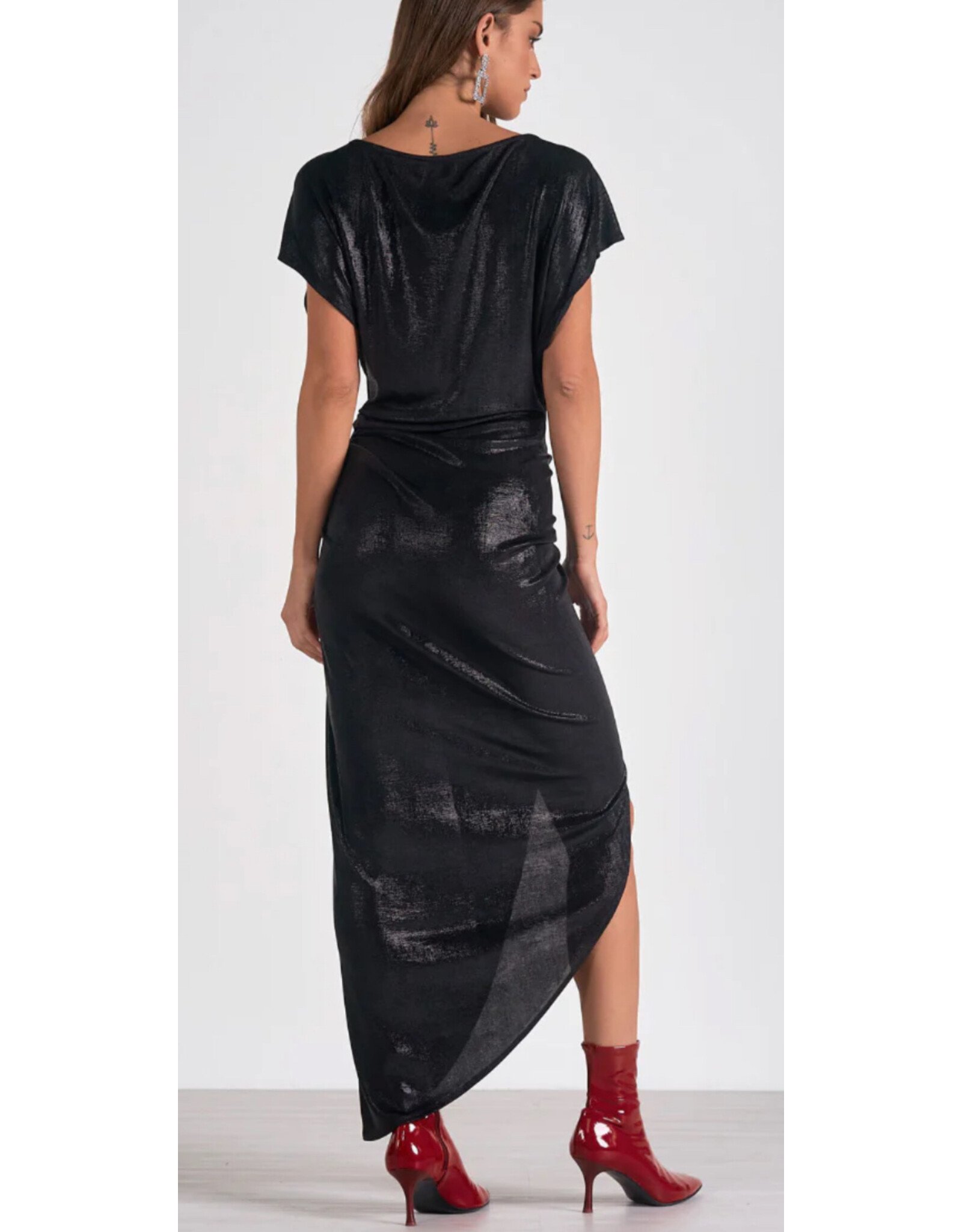 Elan Elan glitter dress w/ midi cap slvs