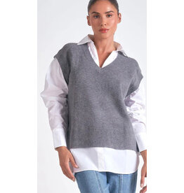 Elan Elan grey & white sweater vest combo