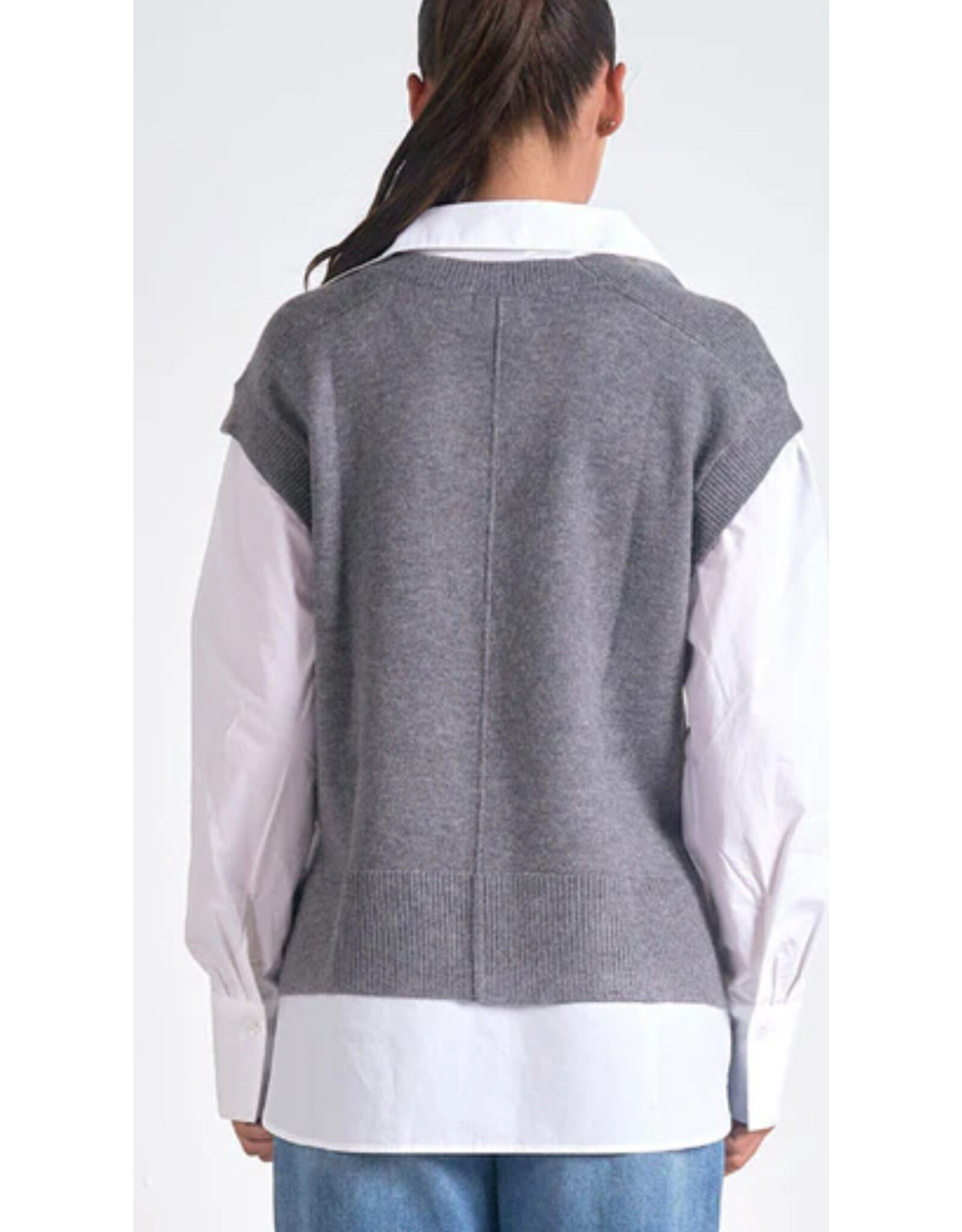 Elan Elan grey & white sweater vest combo