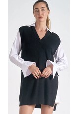 Elan Elan V neck black sweater layered dress