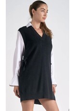 Elan Elan V neck black sweater layered dress