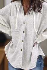 LATA Gray hooded jacket w/ white contrast knit sleeves LATA Gray hooded jacket w/ white contrast knit sleeves