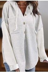 LATA Gray hooded jacket w/ white contrast knit sleeves LATA Gray hooded jacket w/ white contrast knit sleeves