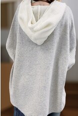 LATA Gray hooded jacket w/ white contrast knit sleeves LATA Gray hooded jacket w/ white contrast knit sleeves