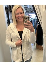 LATA Gray hooded jacket w/ white contrast knit sleeves LATA Gray hooded jacket w/ white contrast knit sleeves