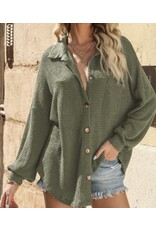 LATA Waffle knit button down top