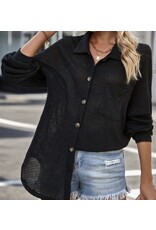 LATA Waffle knit button down top