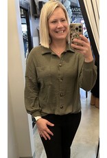 LATA Waffle knit button down top