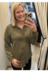 LATA Waffle knit button down top