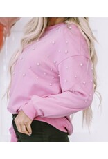 LATA Pink Pearl Ribbed Sweatshirt