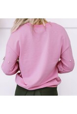 LATA Pink Pearl Ribbed Sweatshirt