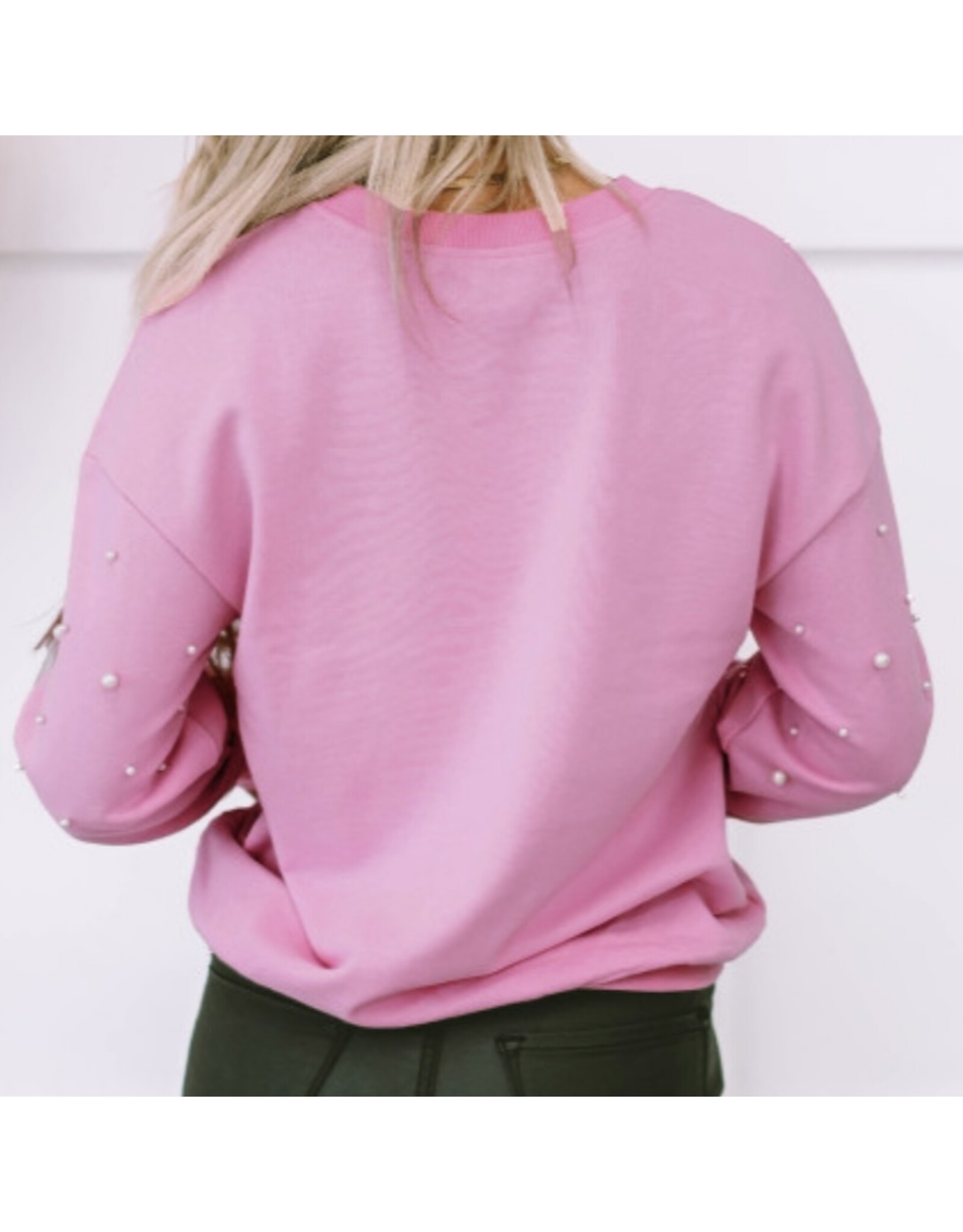 LATA Pink Pearl Ribbed Sweatshirt