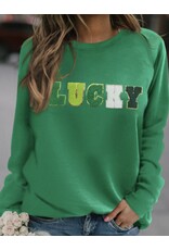 LATA LUCKY Chenille Embroidered Sweatshirt
