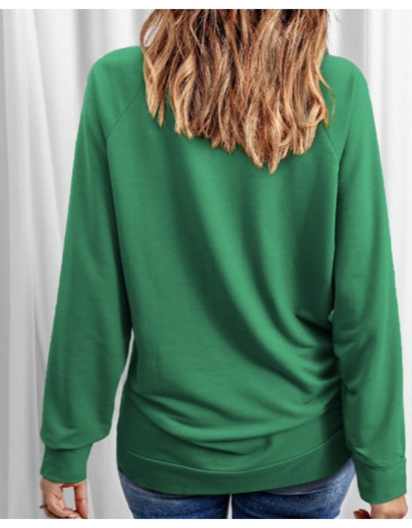 LATA LUCKY Chenille Embroidered Sweatshirt