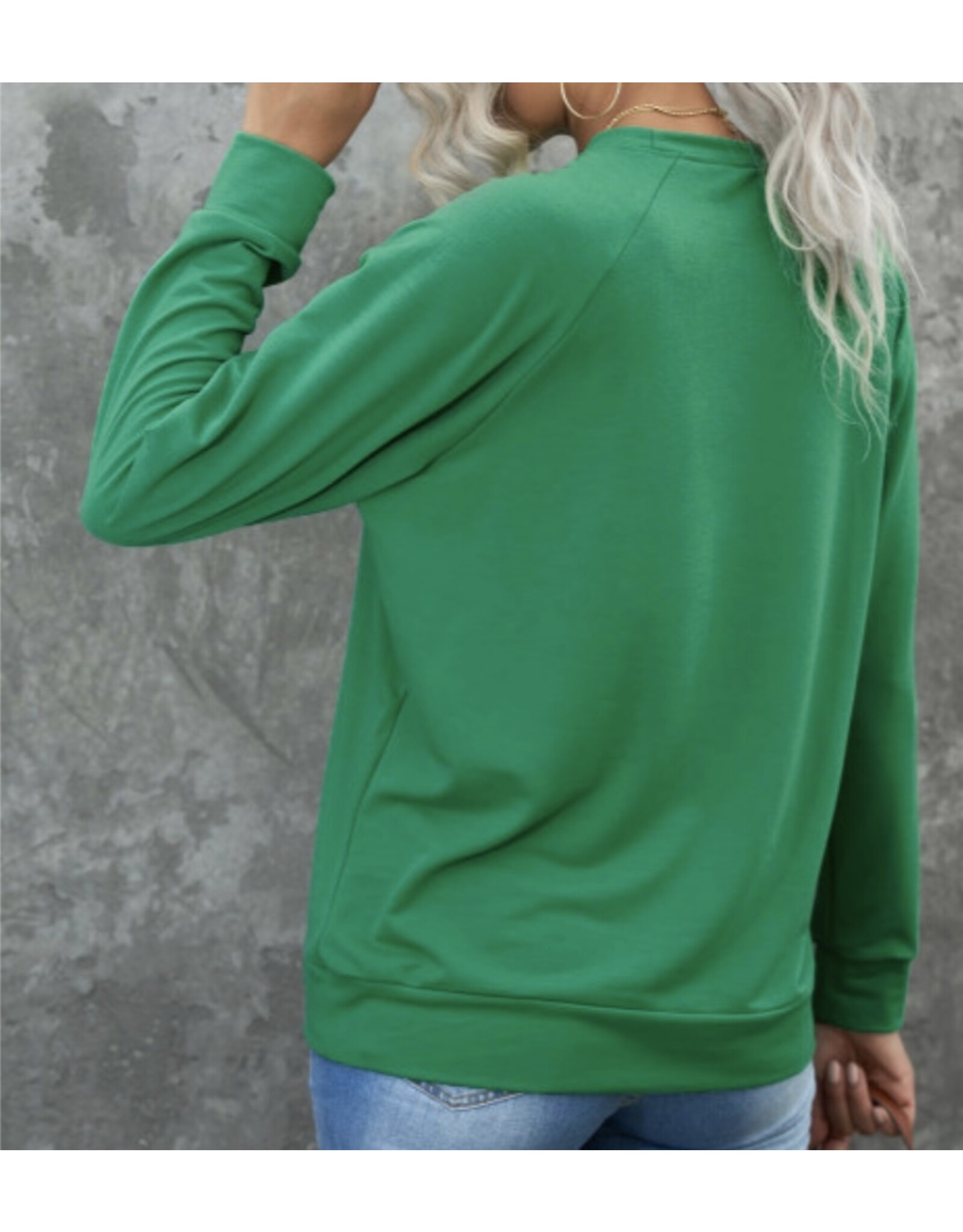 LATA LUCKY Chenille Embroidered Sweatshirt