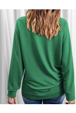 LATA LUCKY Chenille Embroidered Sweatshirt