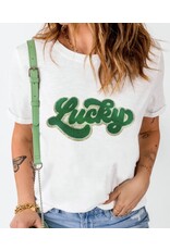 LATA Lucky Chenille Glitter Graphic T Shirt