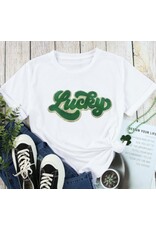 LATA Lucky Chenille Glitter Graphic T Shirt