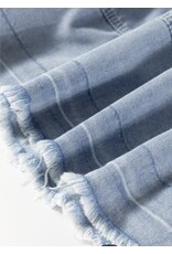 LATA Light Wash Raw Hem Denim Top