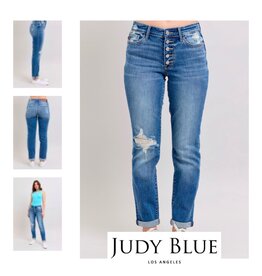 Judy Blue Judy Blue MR Button-Fly  Boyfriend w/ Destroy