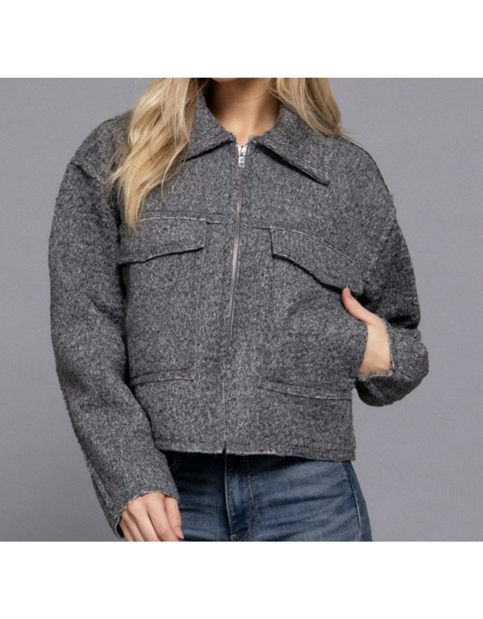 Boucle short waisted jacket