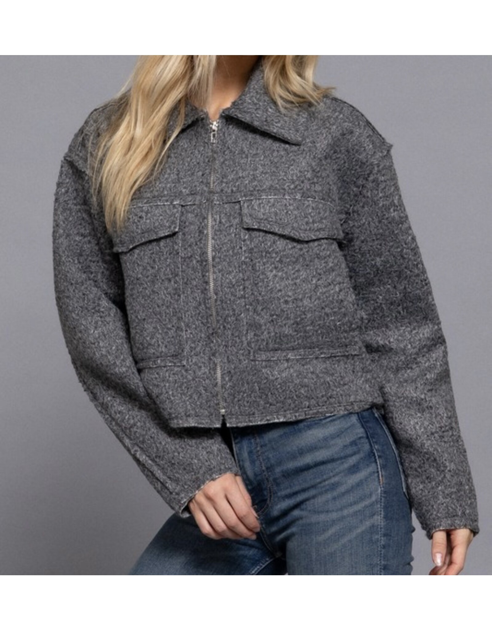 Boucle short waisted jacket