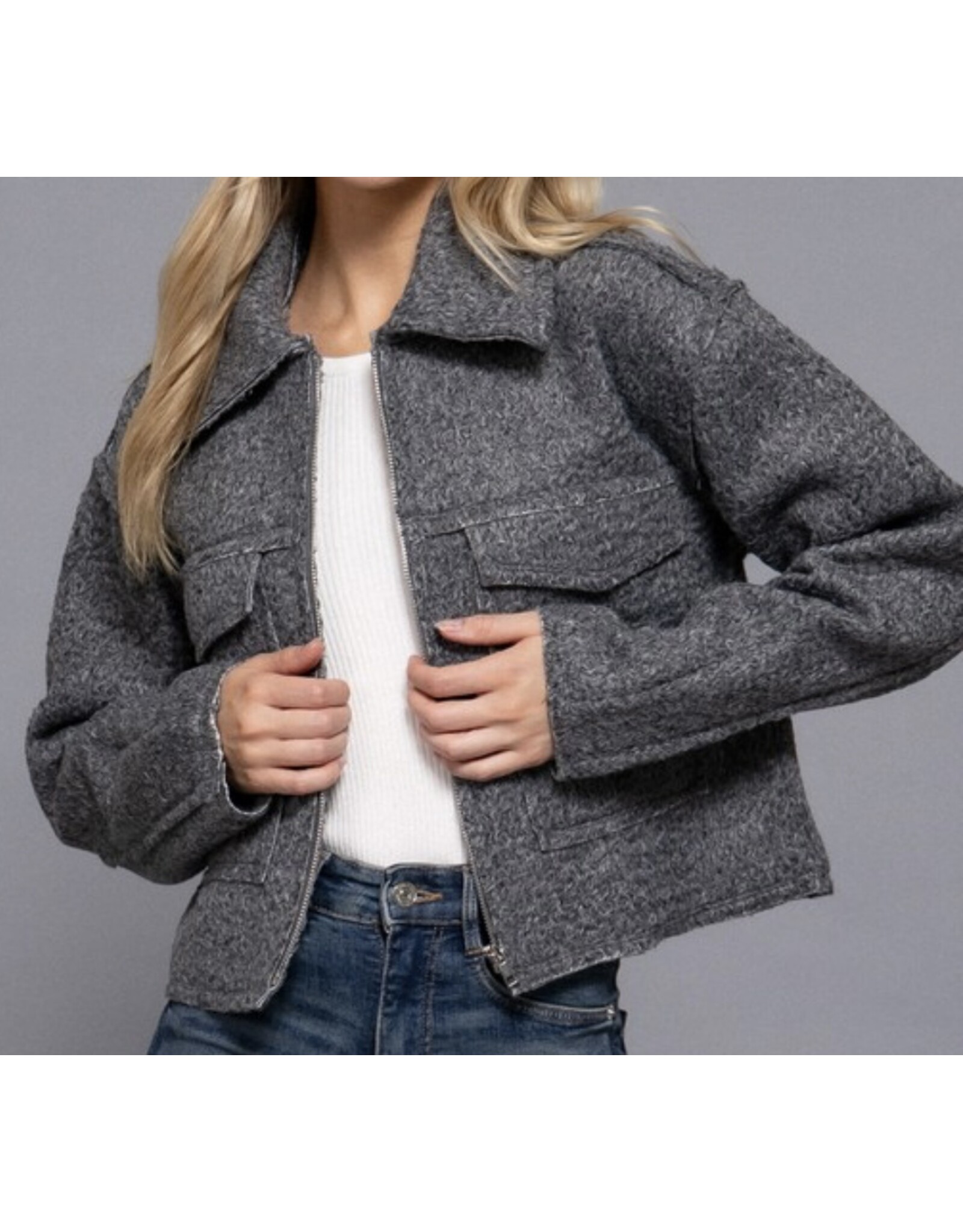 Boucle short waisted jacket