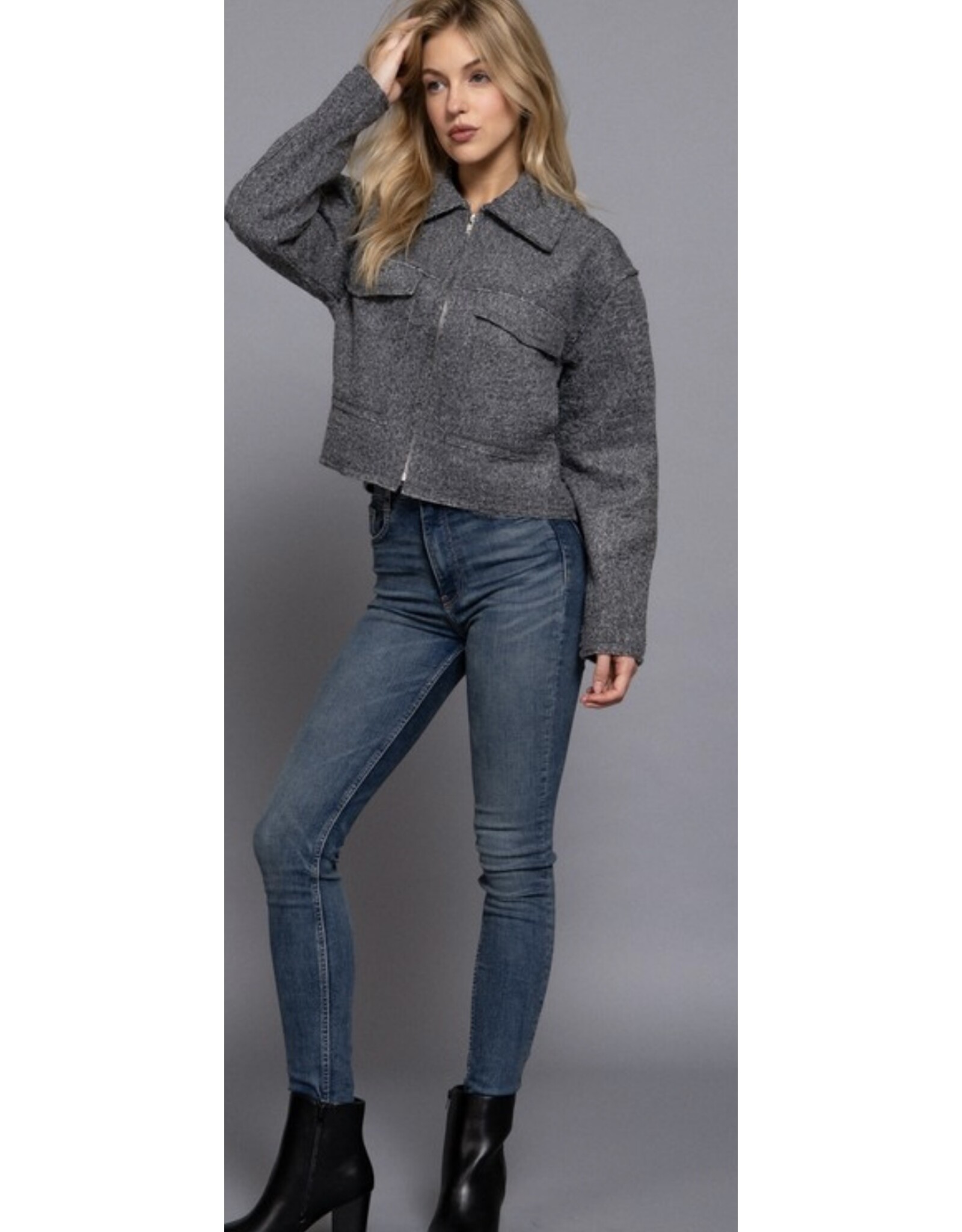 Boucle short waisted jacket