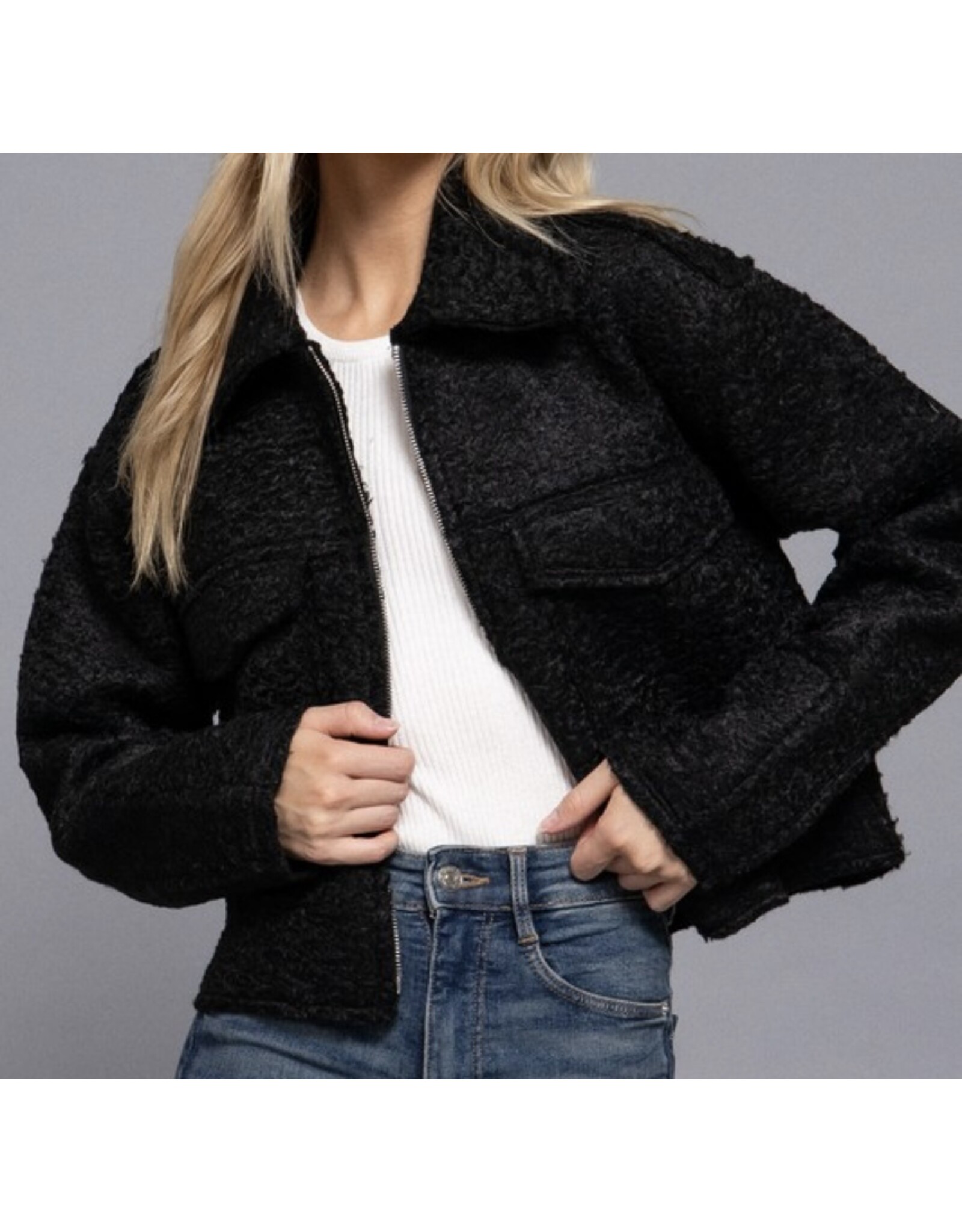 Boucle short waisted jacket