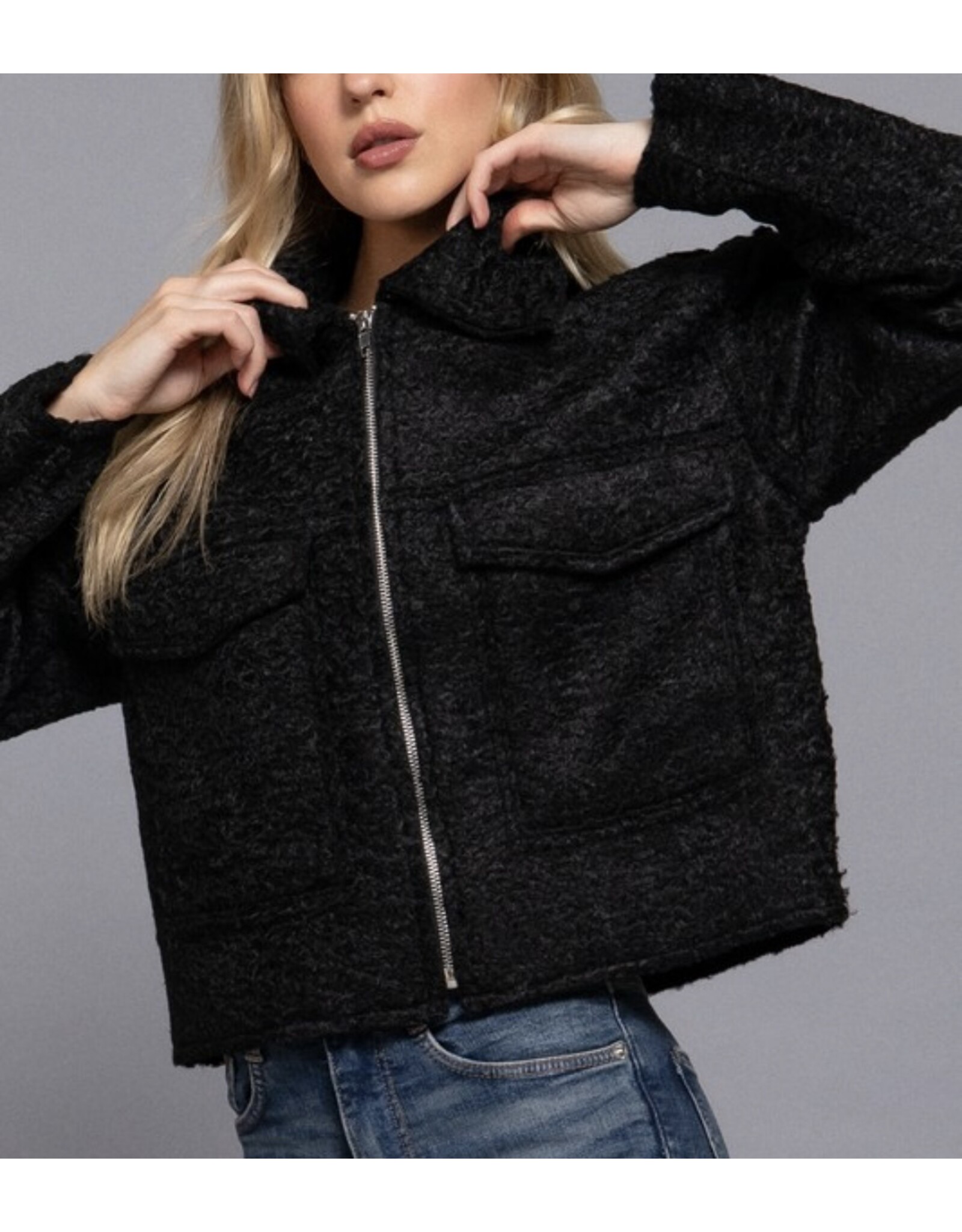 Boucle short waisted jacket