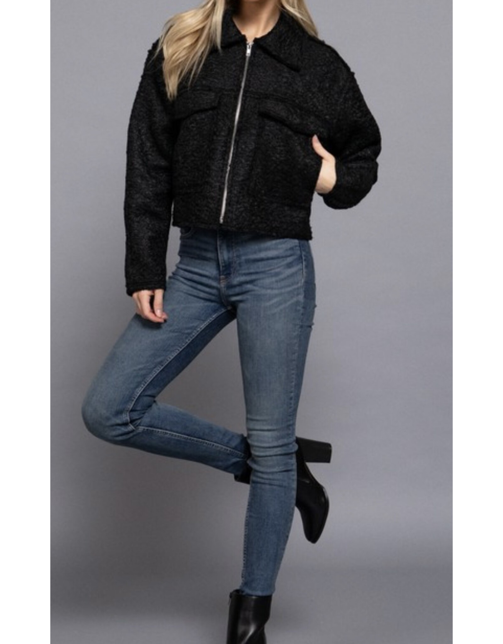 Boucle short waisted jacket