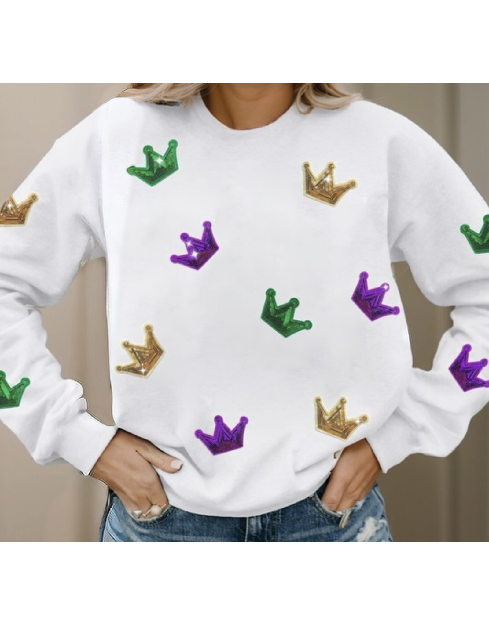 LATA Mardi Gras crown sweatshirt