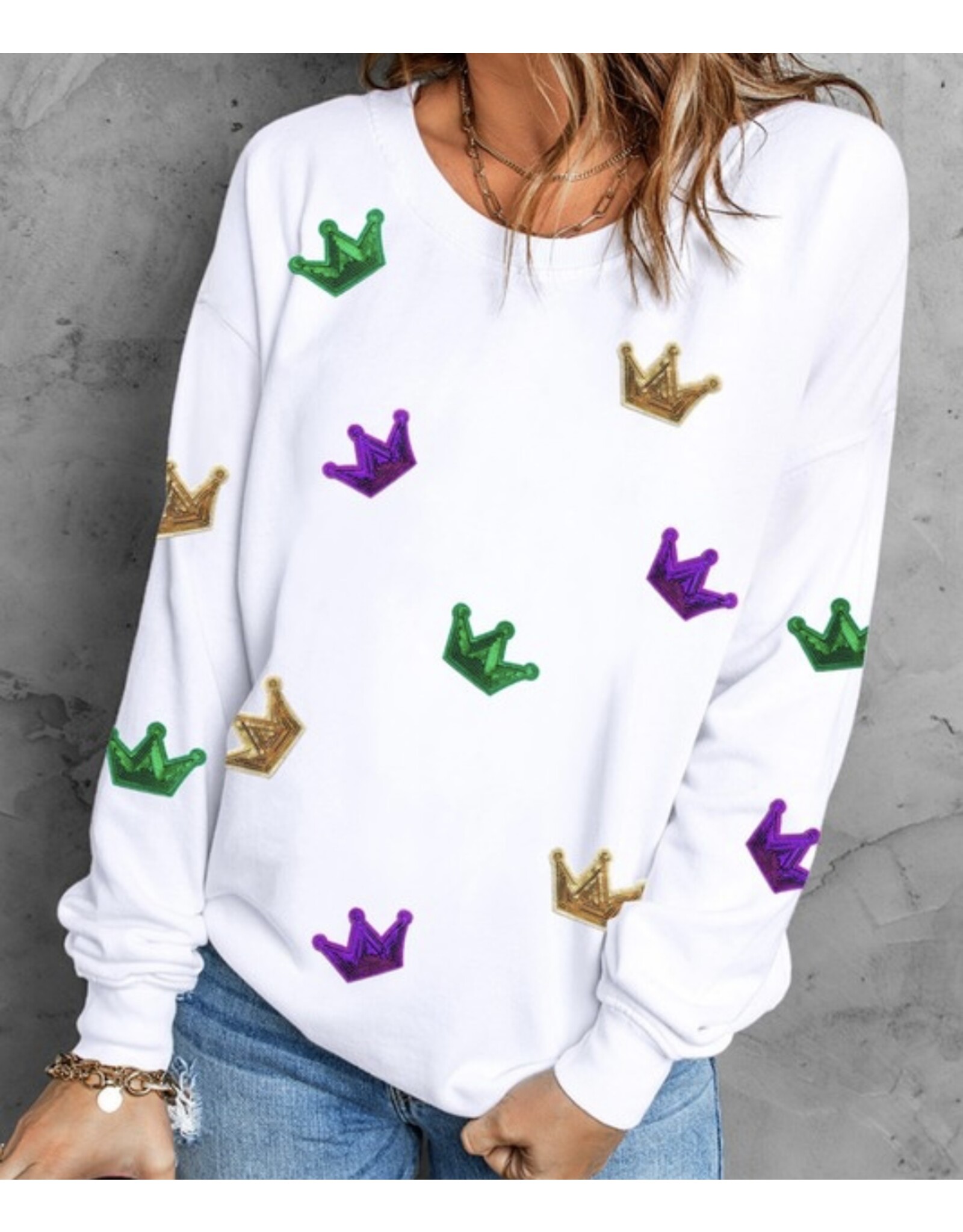 LATA Mardi Gras crown sweatshirt