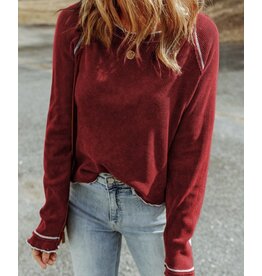 LATA Red & white contrasting seam top