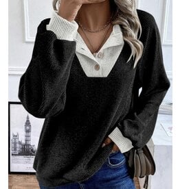 LATA BW contrast ribbed loose top
