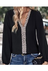 LATA Leopard patchwork v-neck blouse LATA Leopard patchwork v-neck blouse
