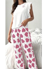 Heart print ruffle pj set