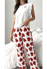Heart print ruffle pj set