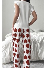 Heart print ruffle pj set