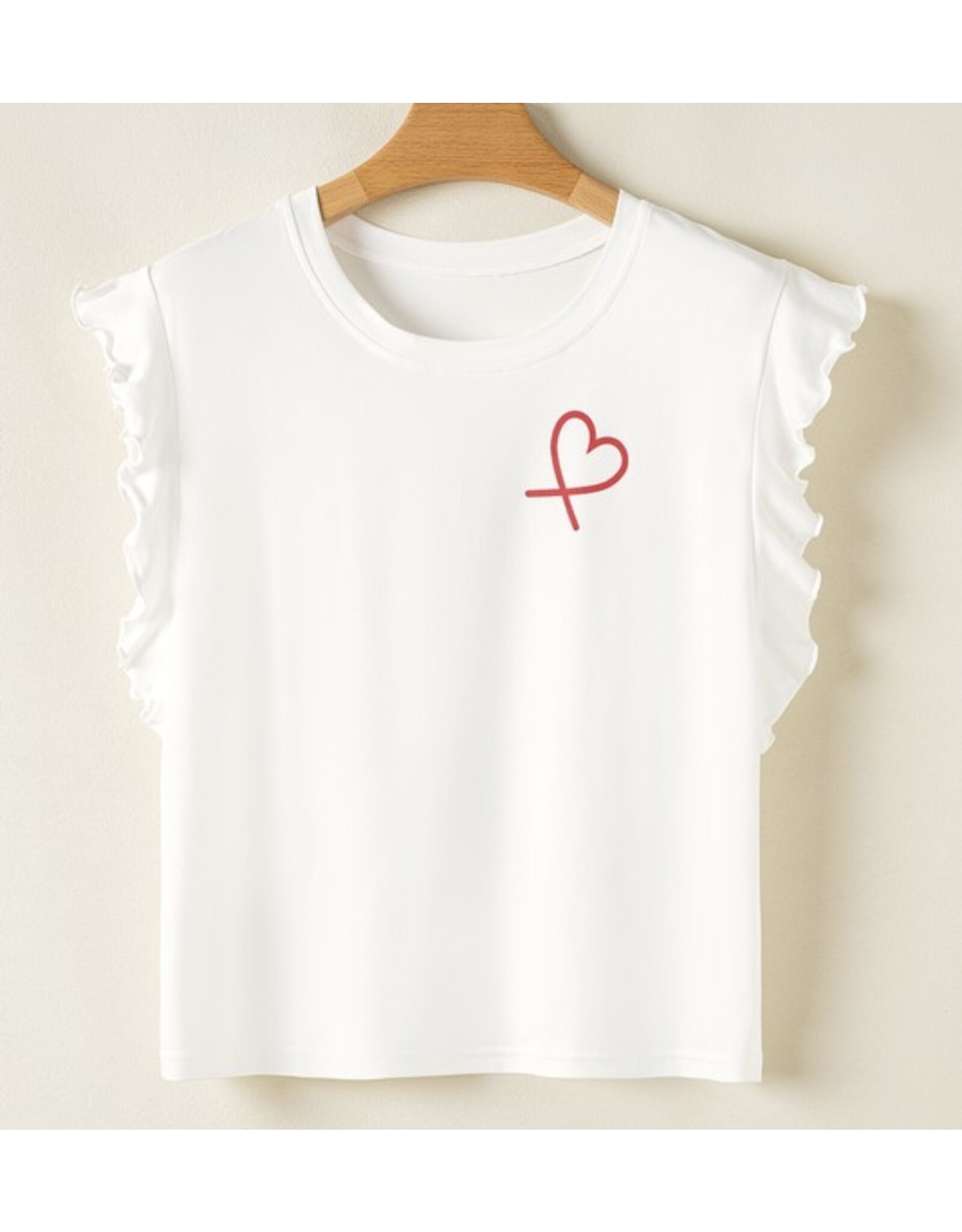 Heart print ruffle pj set