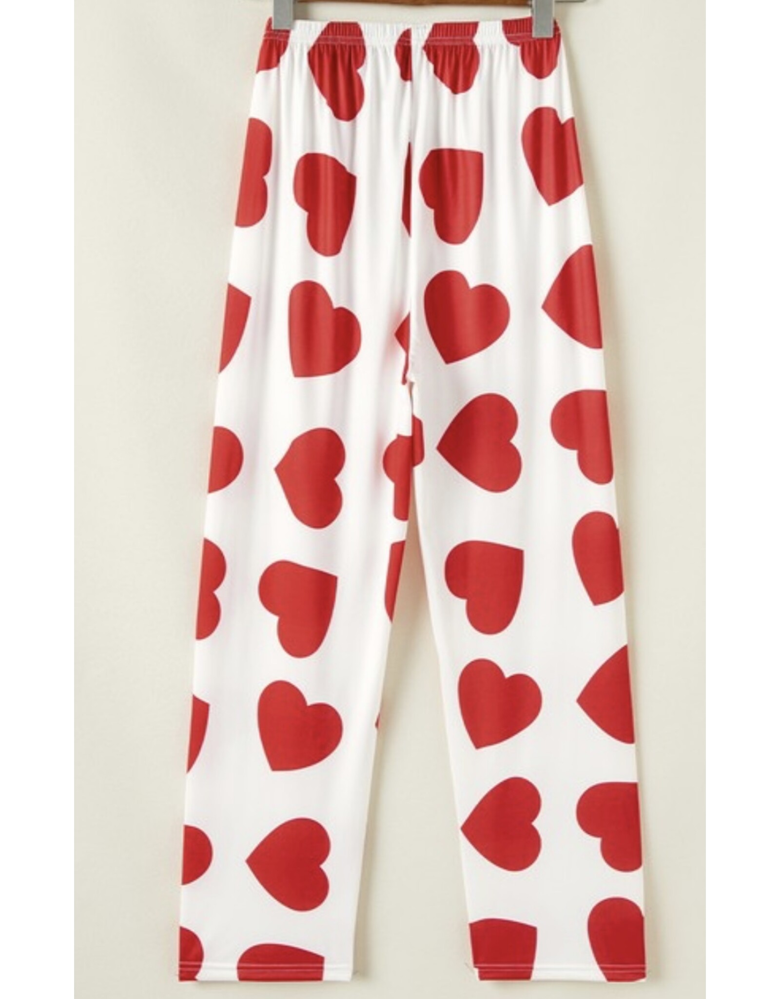 Heart print ruffle pj set