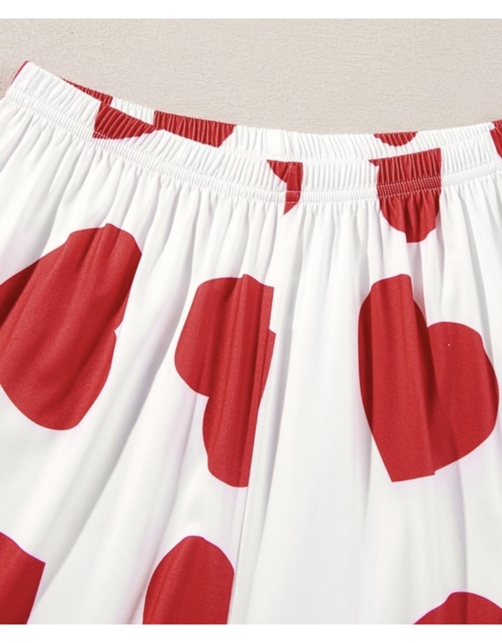 Heart print ruffle pj set