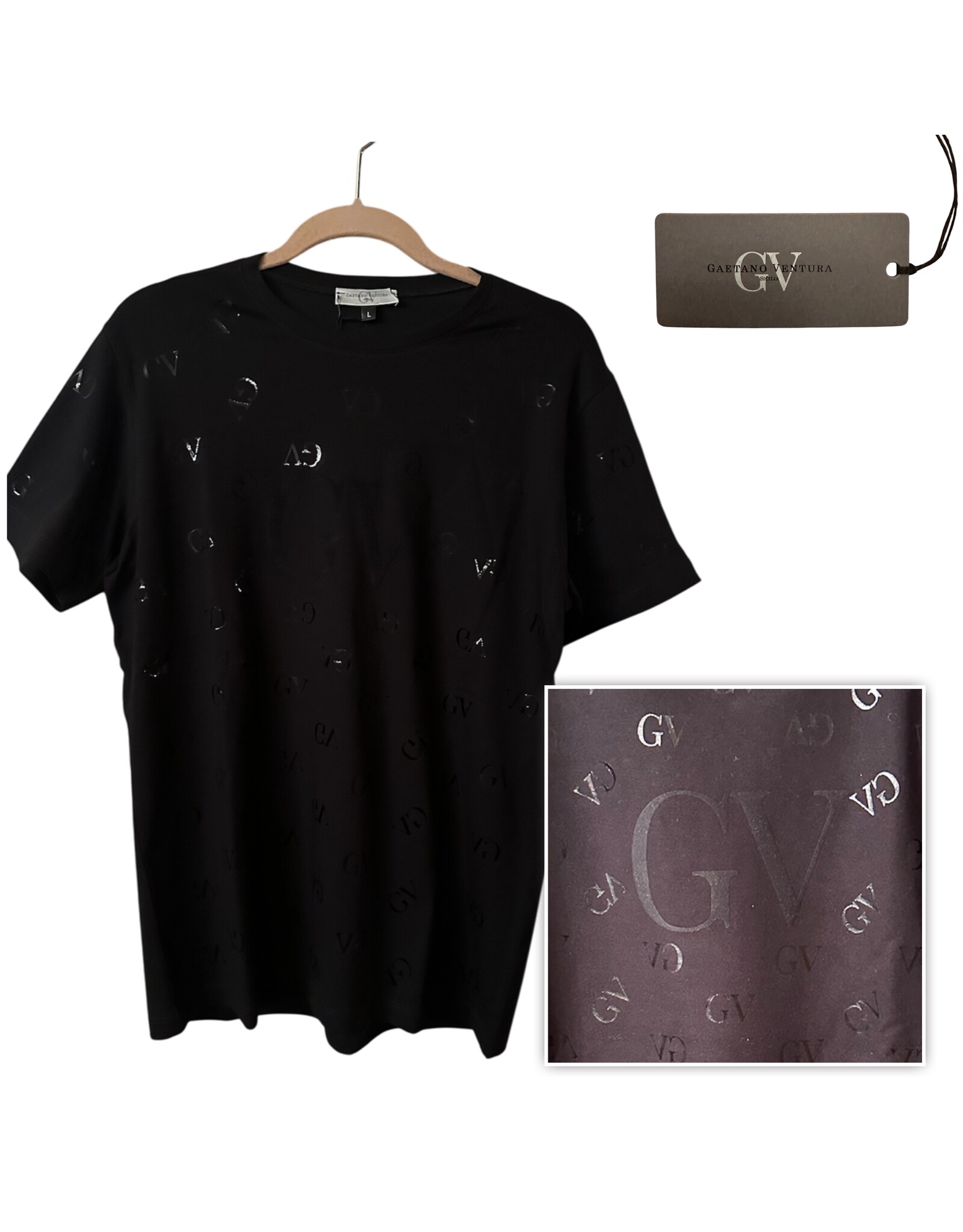 Gaetano Ventura GV black on black logo tee