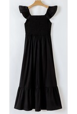 Black V Neck Flutter Maxi Dress