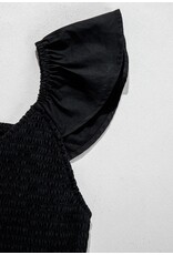 Black V Neck Flutter Maxi Dress