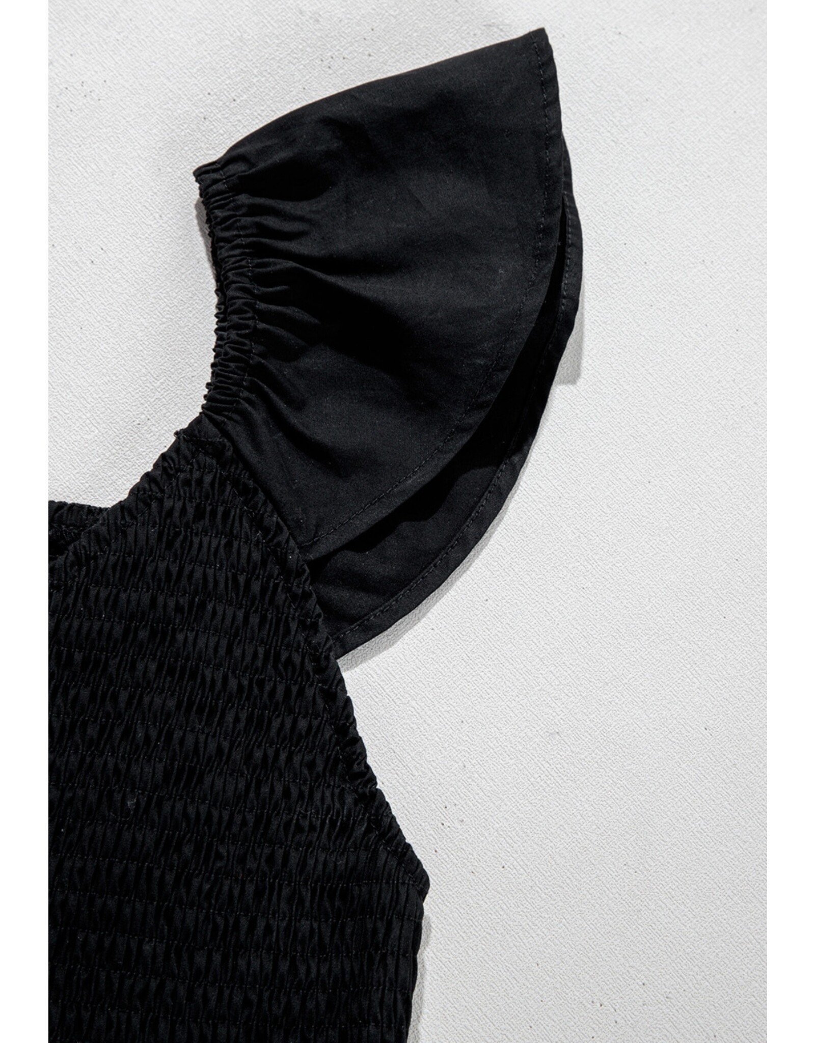 Black V Neck Flutter Maxi Dress