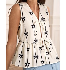 White Bow Tie Closure Vest