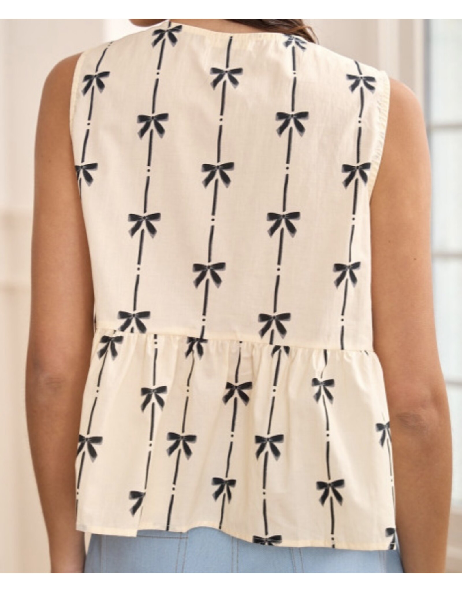 White Bow Tie Closure Vest