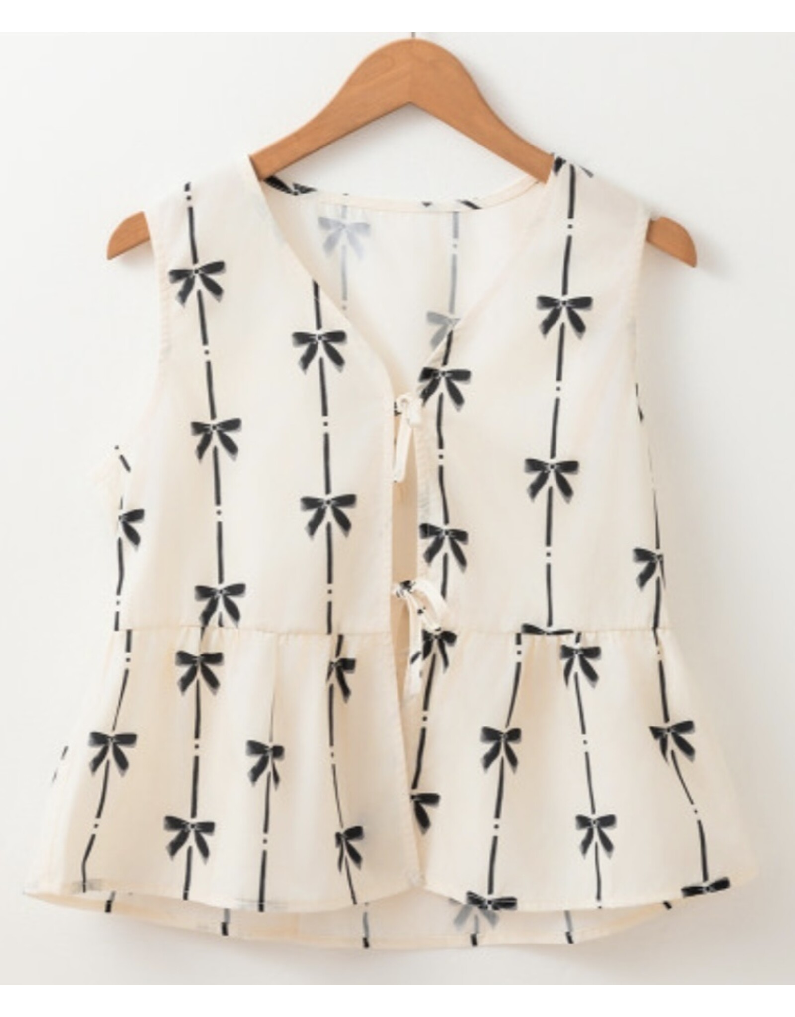 White Bow Tie Closure Vest