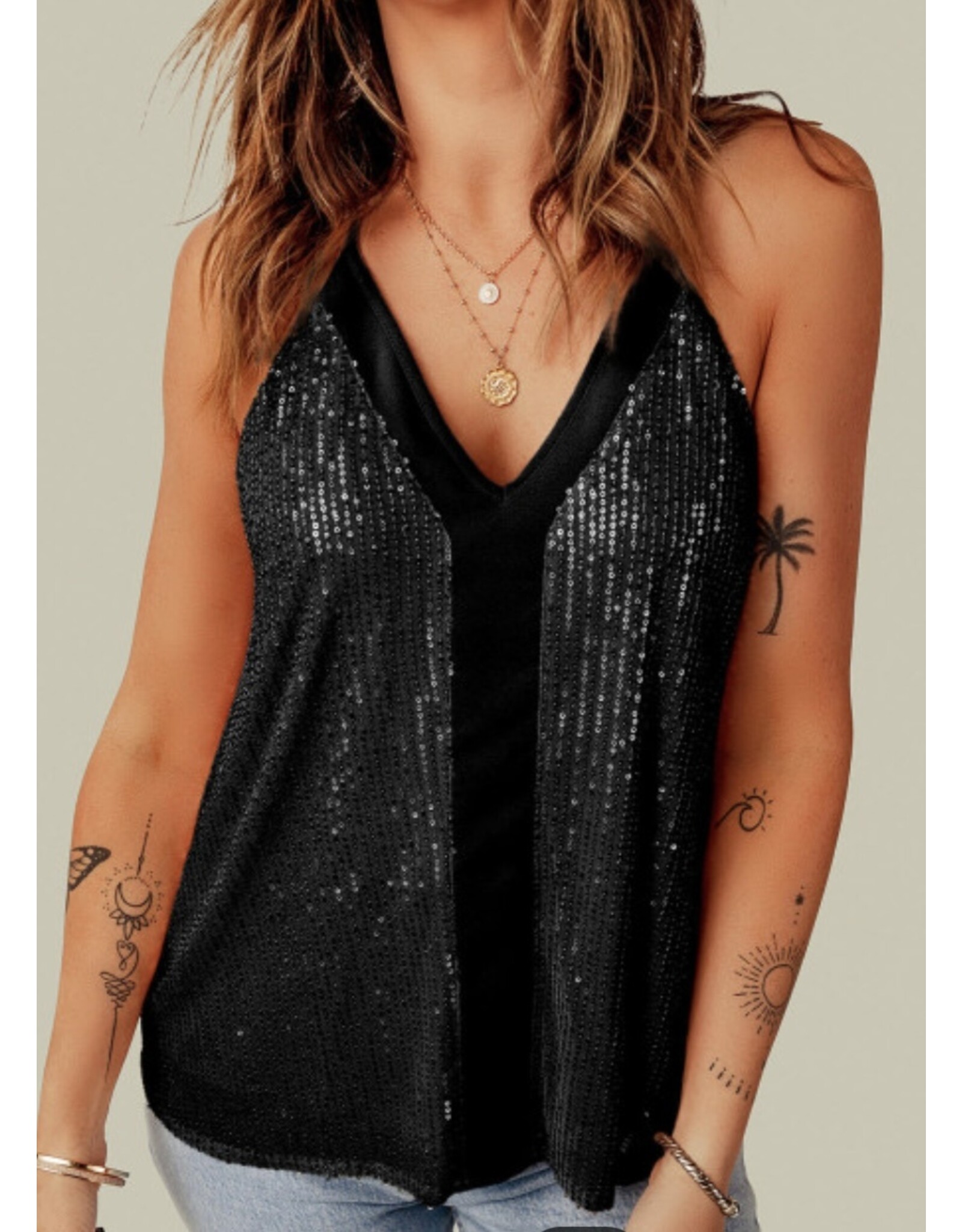 Black Sequin Racerback Tank